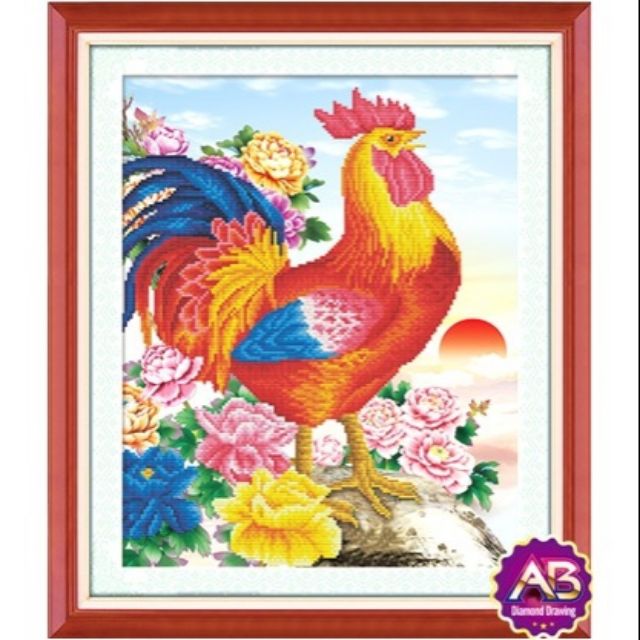 Tranh đính đá con gà trống DF2399 50x60cm