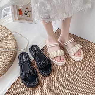 Sandal bánh mì giày đế xuồng 2p quai ngang nhún MNG ĐƯỢC 2 KIỂU