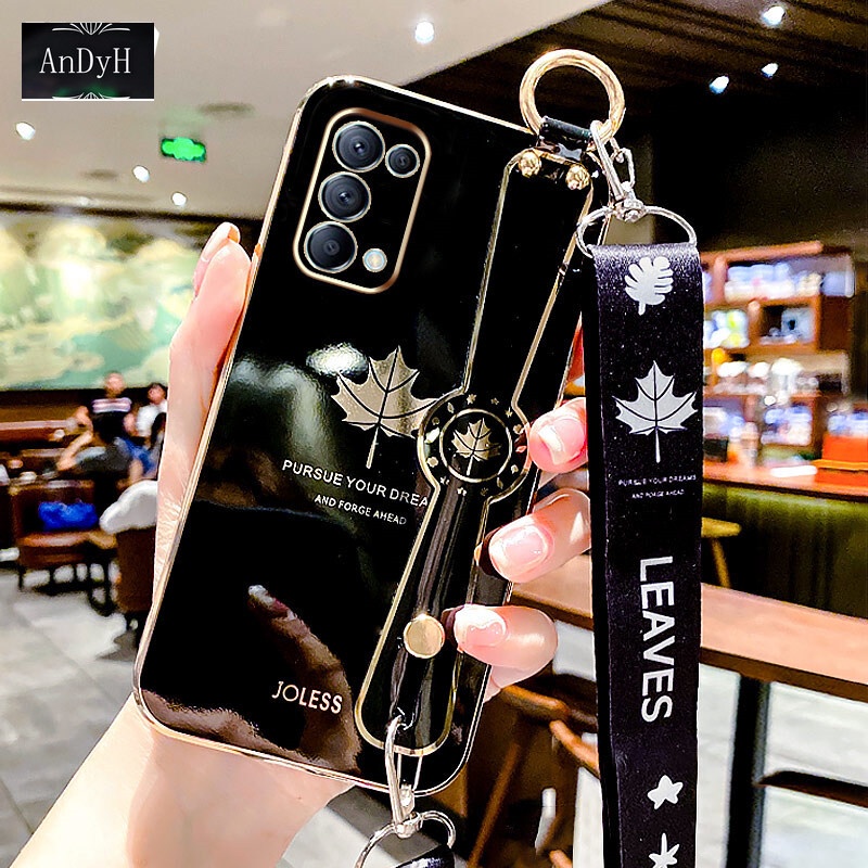 Ốp Điện Thoại Hình Lá Phong Có Dây Đeo Cho OPPO Reno 5 Pro
