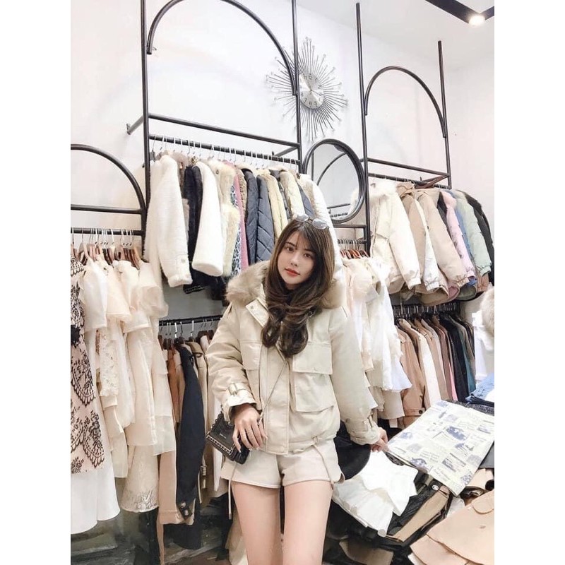 ÁO PHAO LÔNG TÚI HỘP RÚT DÂY