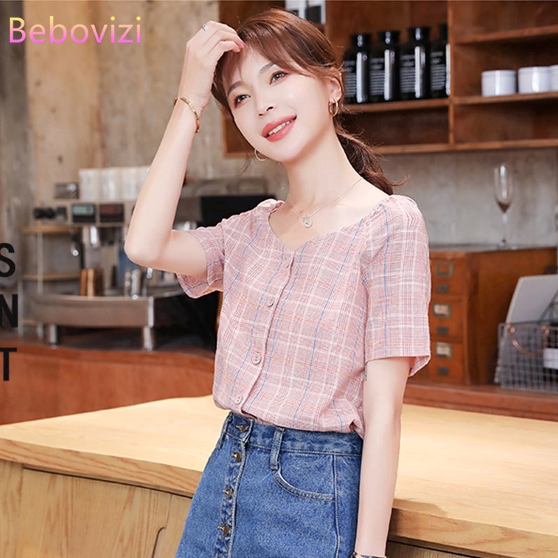 Áo top tay ngắn cổ tròn thời trang mùa hè Hàn Quốc sành điệu