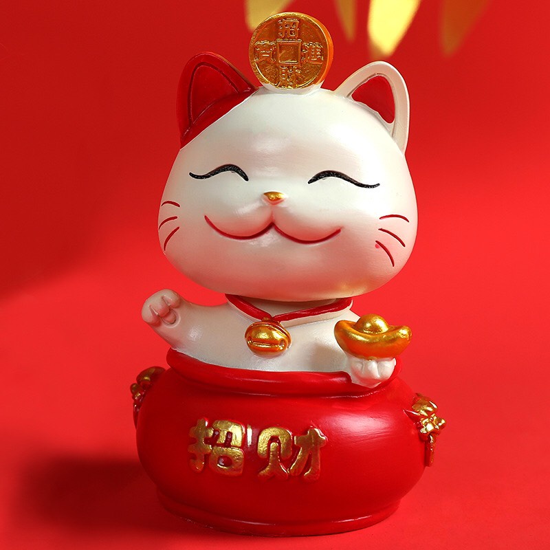Bộ 02 Chú Mèo Thần Tài Gật Đầu - Lắc Lư Lò Xo Vui Nhộn