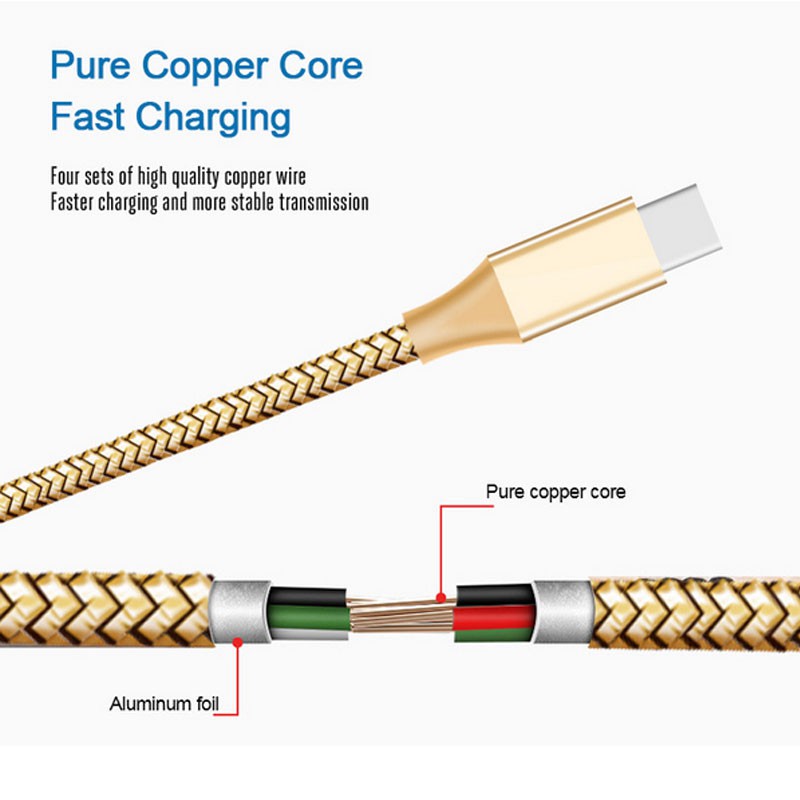 Cáp sạc truyền dữ liệu USB loại C cho điện thoại di động