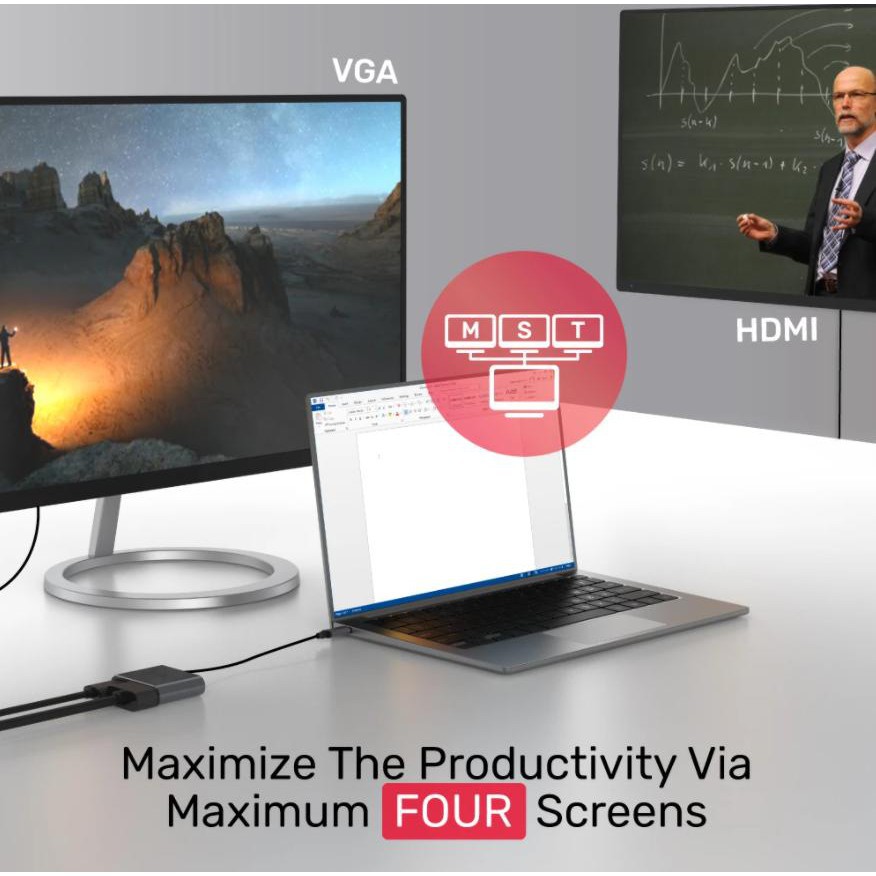 Cáp Type C sang HDMI Unitek V1126A, 4K x 2K, 60Hz &amp; Full HD VGA cao cấp