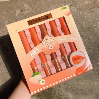 Set 10 son lì mịn môi kiss beauty peach thiết kế sang trọng