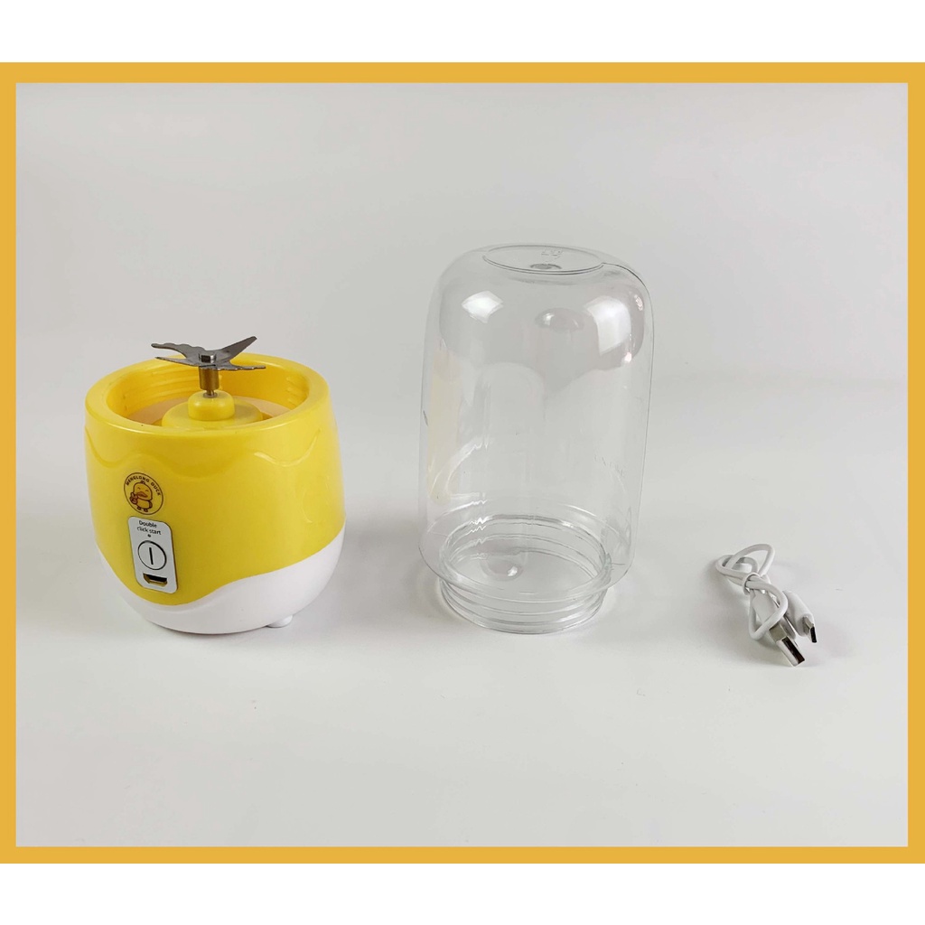 Máy xay sinh tố mini cầm tay hình vịt vàng 4 lưỡi cực mạnh - Máy xay trái cây, đồ ăn dặm sạc Pin tiện lợi