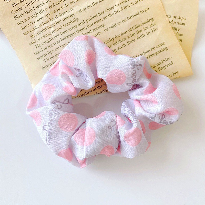 Dây buộc tóc scrunchies chấm bi nữ tính cute dành cho nữ phong cách Hàn Quốc