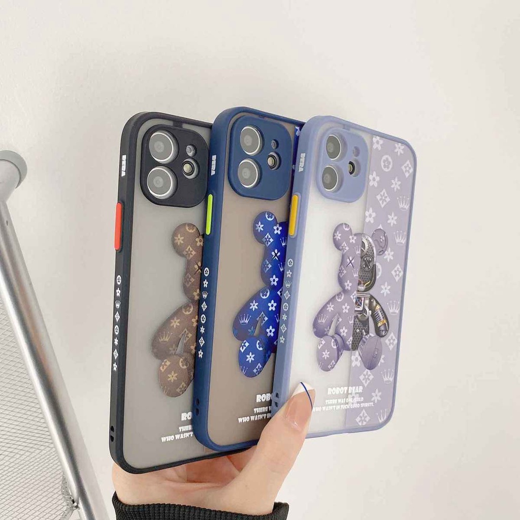 Ốp điện thoại cứng hình chú gấu trong mờ thích hợp cho IPhone 11 12 Pro Max XR XsMax 7 8 Plus SE 2020 A333