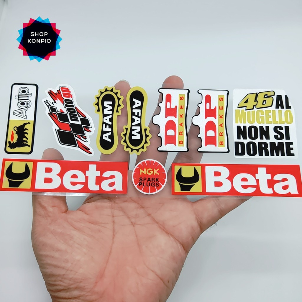 Bộ Tem Sticker Phản Quang Beta Agip Cao Cấp Dán Xe Máy, Ô Tô, Mũ Bảo Hiểm, Chống Thấm Nước, Chống Bay Màu