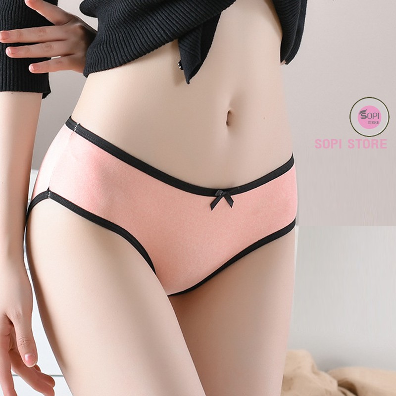 Quần lót nữ cotton trơn viền đen cao cấp, quần lót cotton kháng khuẩn QLH78 - Sopi Store | BigBuy360 - bigbuy360.vn