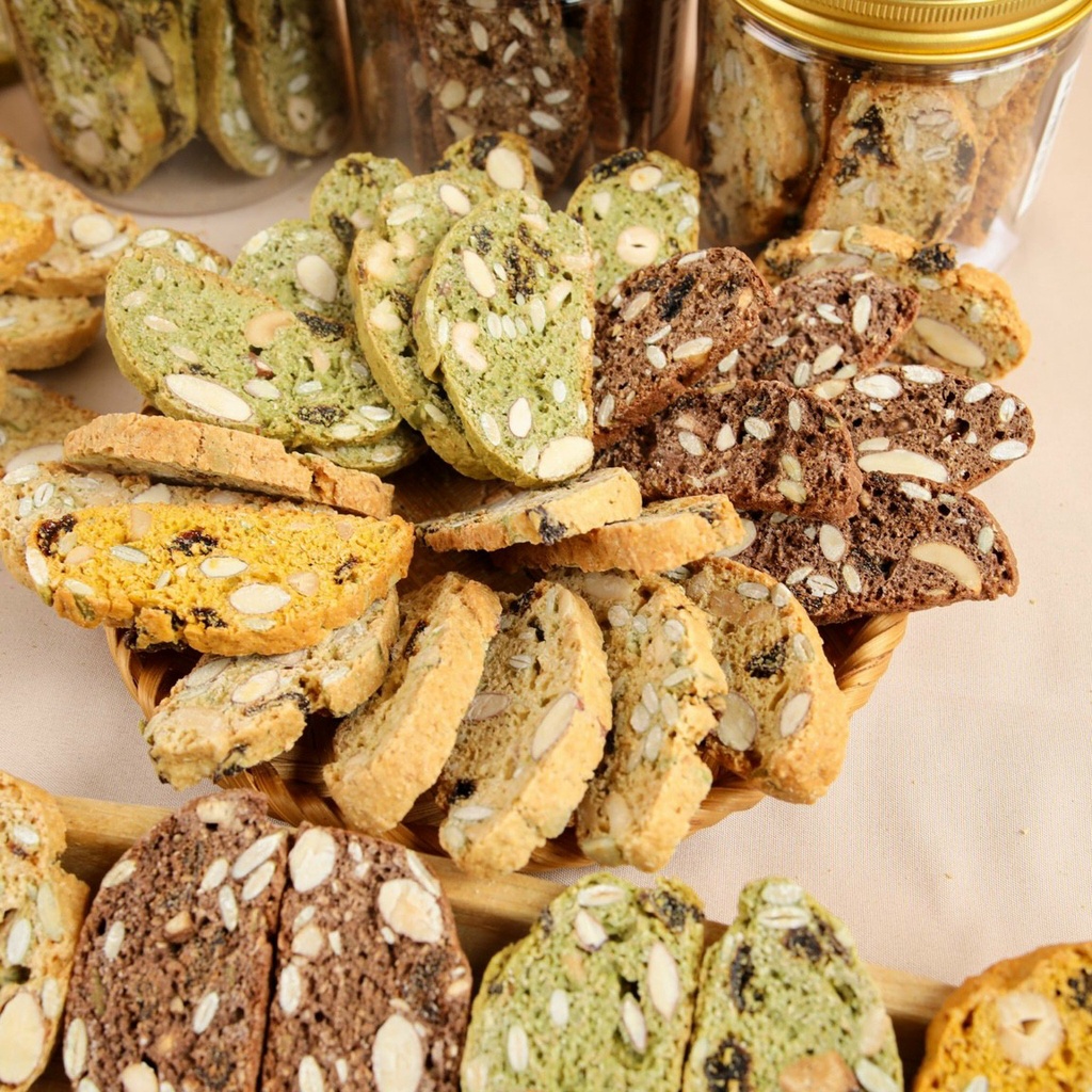 200g Bánh BISCOTTI ngũ cốc nguyên cám không đường - ăn vặt giảm cân