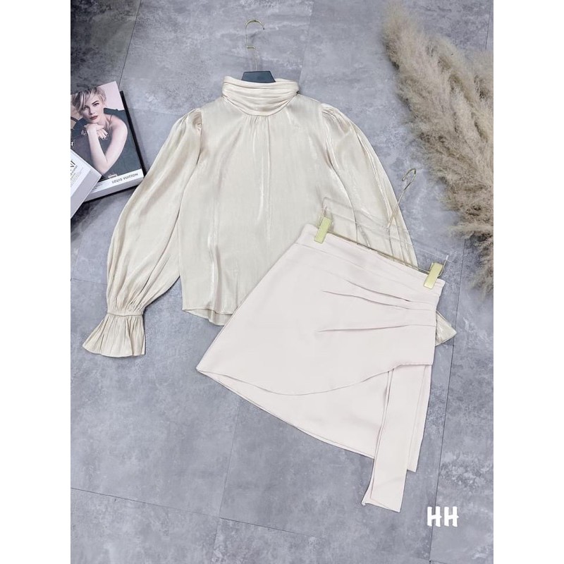 SET ÁO TƠ TAY BÈO MIX CHÂN VÁY VẠT LỆCH | BigBuy360 - bigbuy360.vn