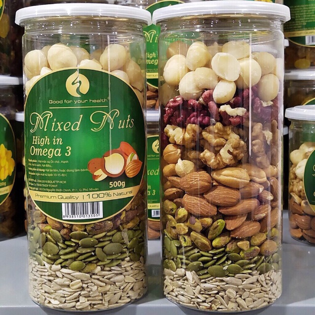 Mixed nuts 8 Loại Hạt Dinh Dưỡng Macca, Óc chó Vàng, Óc chó đỏ, Hạt Điều, Hạnh Nhân, Dẻ cười, Bí Xanh, Hướng Dương