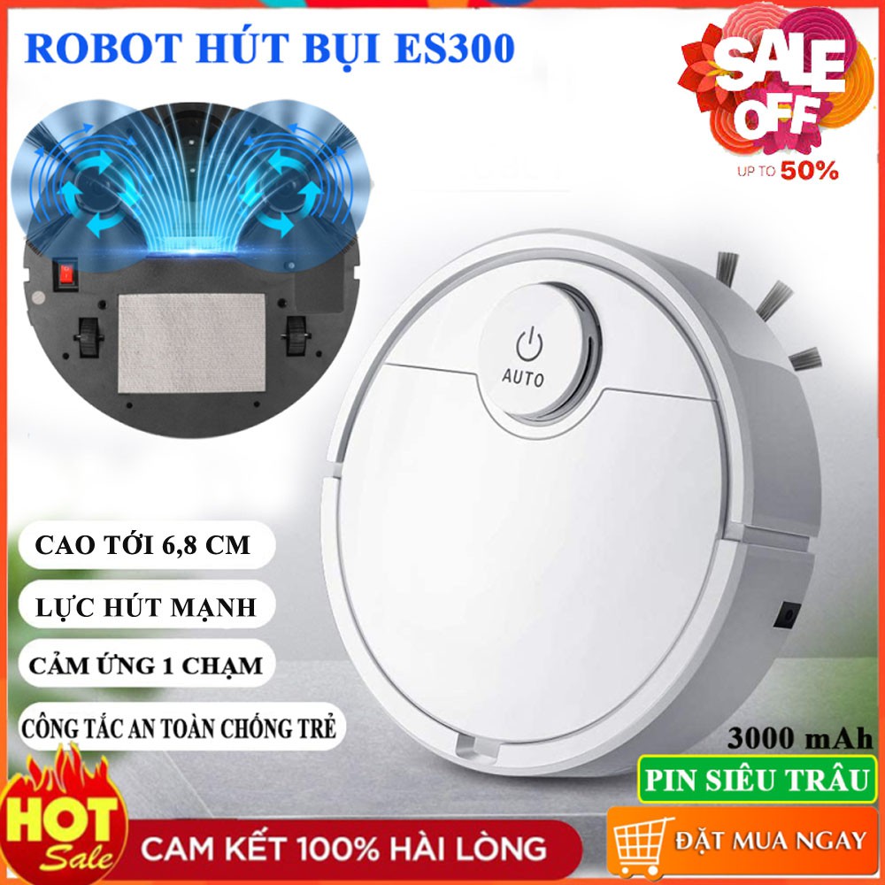 (DEAL SỐC) Robot Hút Bụi Thông Minh, Robot Hút Bụi Tự Động ES300, Robot Hút Bụi Lau Nhà Tự Động Thế Hệ Mới/ MUA NGAY!!