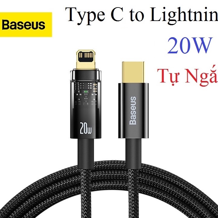 CHÍNH HÃNG Dây Cáp Sạc Nhanh PD 20w Thông Minh Tự Ngắt Khi Đầy Baseus Power Off ip 12 13 14 tablet Táo Cổng Type C Ra IP