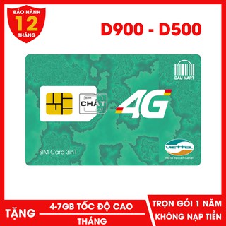 SIM 4G VIETTEL D900 - D500 TRỌN GÓI 1 NĂM KHÔNG NẠP TIỀN