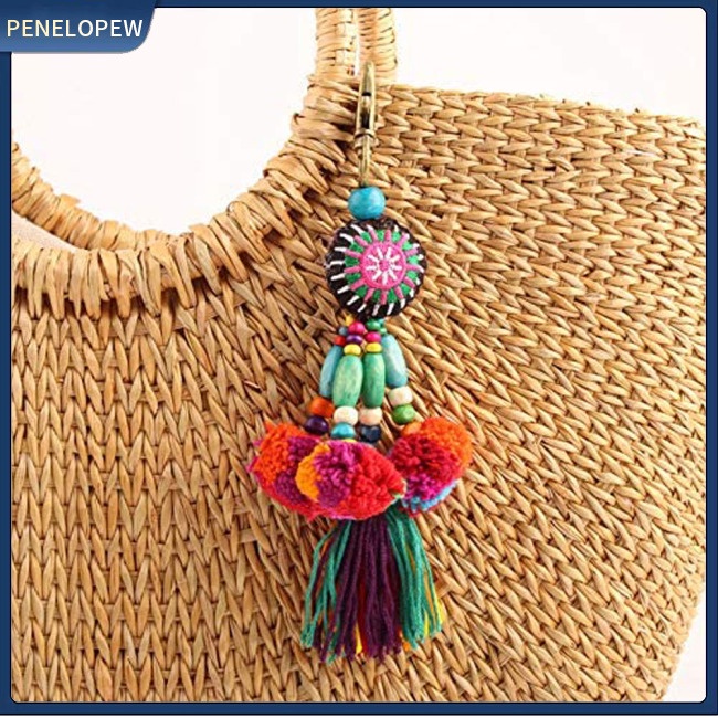 Móc Khóa Chuỗi Hạt Phối Tua Rua Phong Cách Boho Độc Đáo