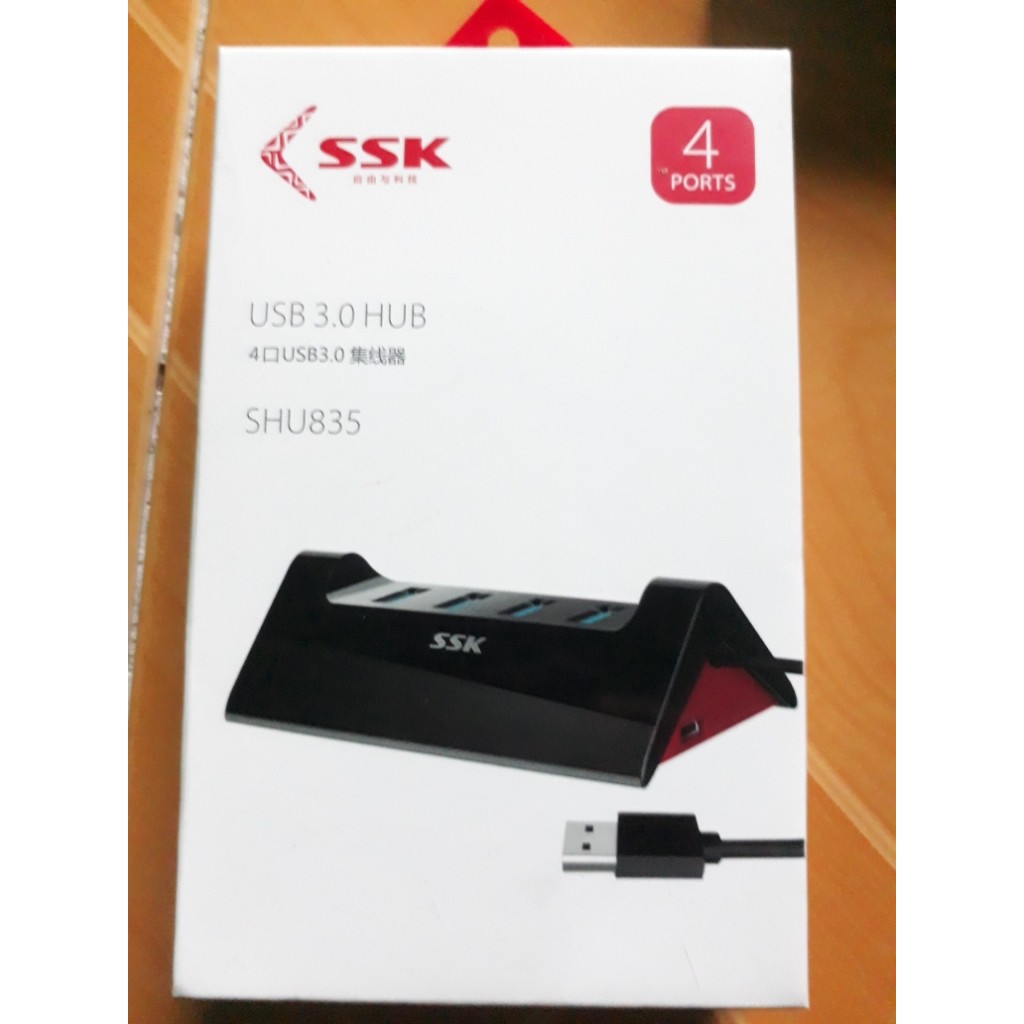 Hub chia 4 cổng USB 3.0 SSK SHU-835 . Chính Hãng 100% - Hỗ Trợ Chức Năng Như Hub Sạc (Đen)
