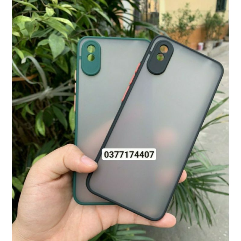 Xiaomi Redmi 9A_Ốp lưng nhám viền màu bảo vệ camera chống sốc, chống vân tay siêu đẹp