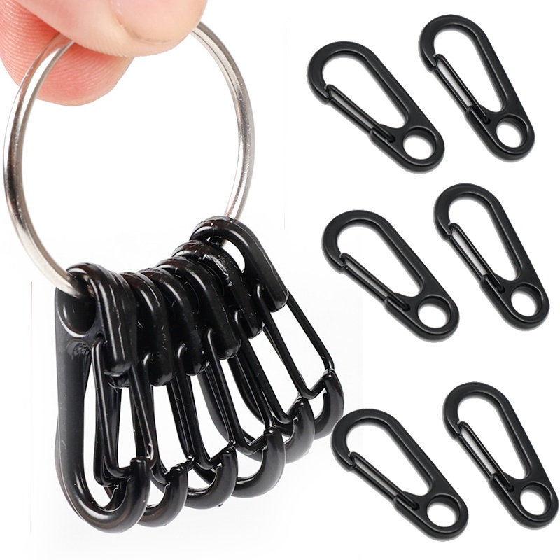 Kẹp Móc Khóa Mini Bằng Hợp Kim Kẽm Màu Đen Tiện Dụng Mang Theo Du Lịch Cắm Trại