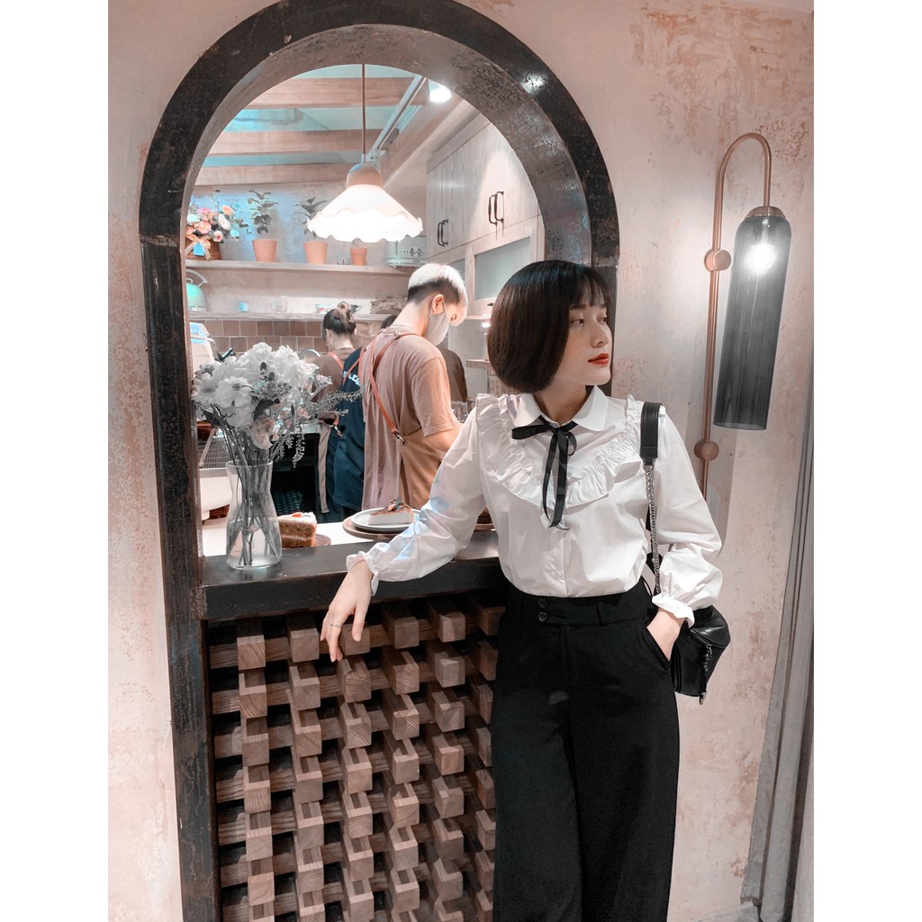 Áo sơ mi bèo dài tay cổ Đức vải thô ướt Goo Studio không nhăn thoáng mát