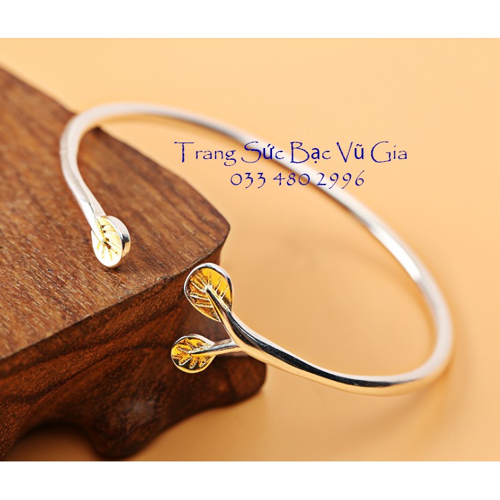 Lắc tay Bạc hình lá vàng cho bé gái LT03