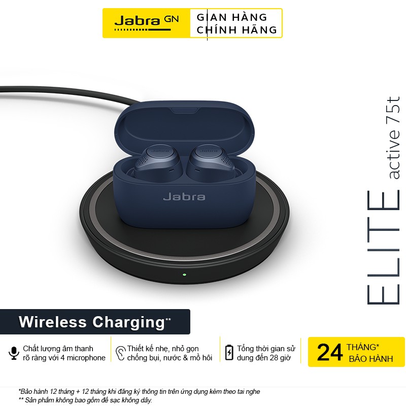 Tai Nghe True Wireless Jabra Active 75T Wireless Charging - Hàng Chính Hãng