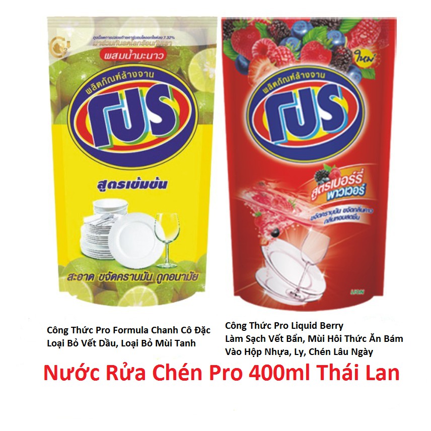 RỬA CHÉN NƯỚC CỐT CHANH PRO THÁI LAN DẠNG TÚI 400ML