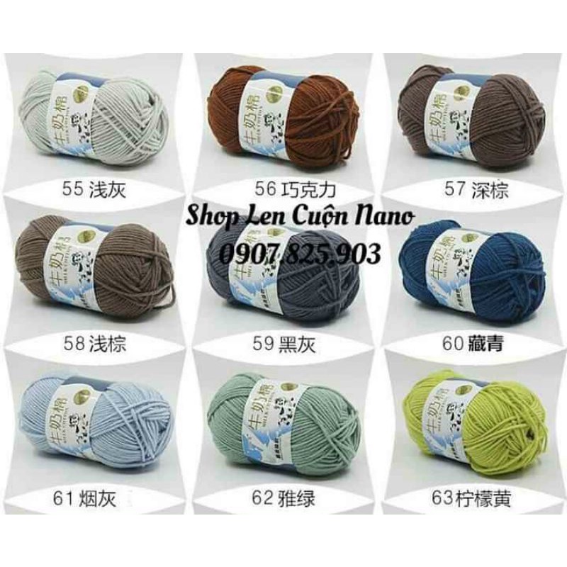 Combo  10c cuộn len  milk bò màu ngẫu nhiên