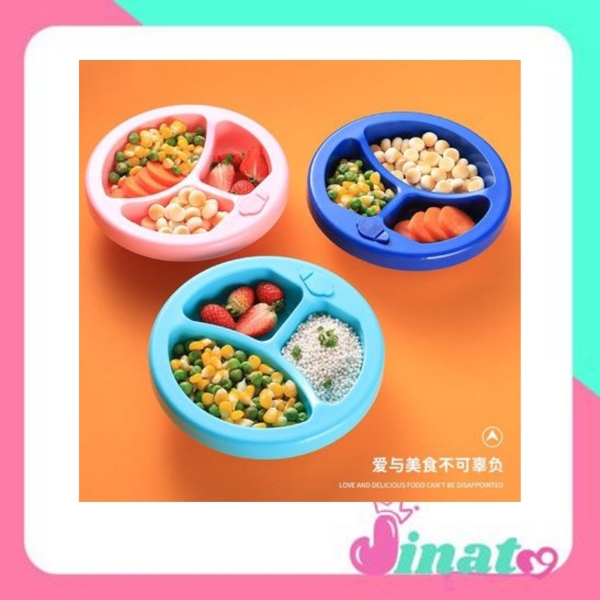 Khay ăn dặm cho bé chống lật chống đổ có tác dụng làm ấm thức ăn, khay 3 ngăn dùng được lò vi sóng JINATO