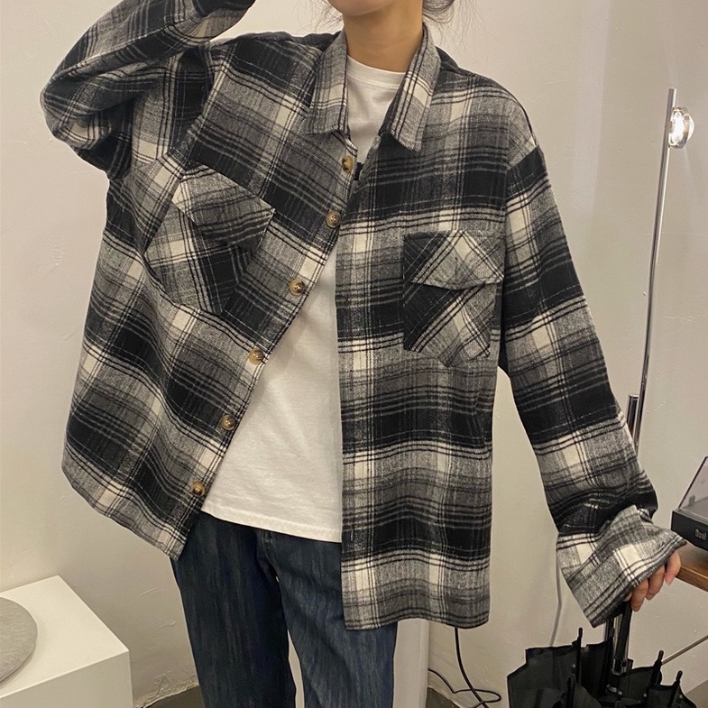 Áo Sơ Mi Tay Dài Họa Tiết Sọc Theo Phong Cách Preppy Dễ Phối Đồ