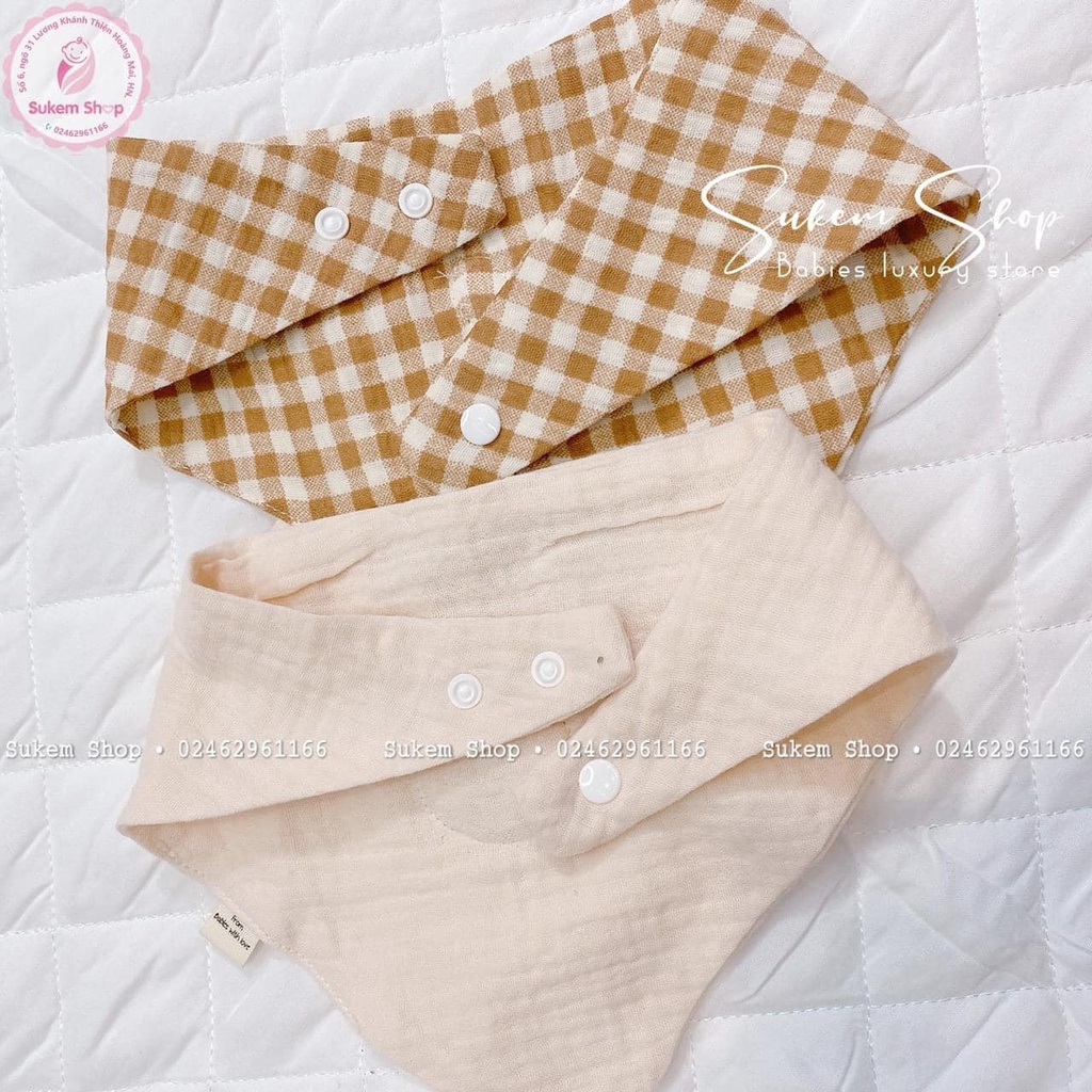 Yếm tam giác xô Bé Bé/ Yếm vải Muslin mềm mịn cho bé