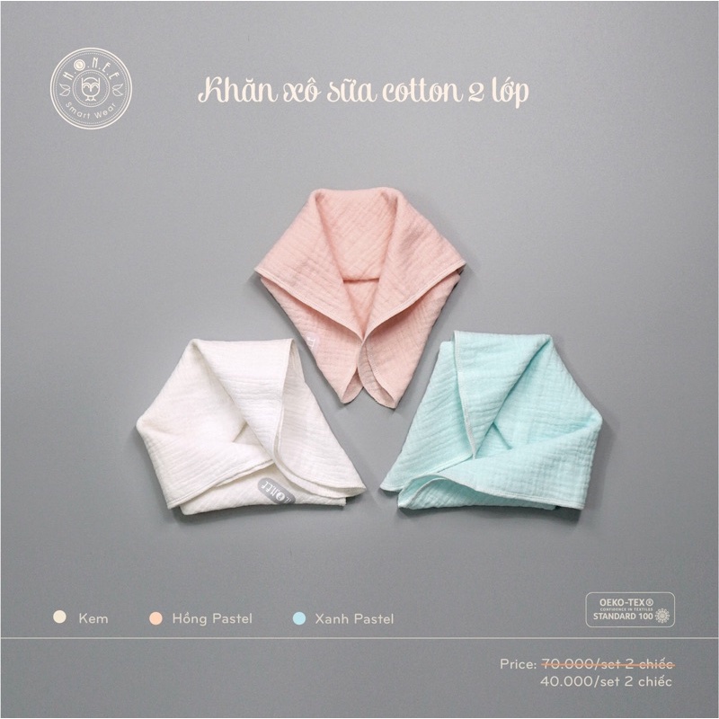 Set 2 cái khăn xô 2 lớp Hrnee mềm đẹp
