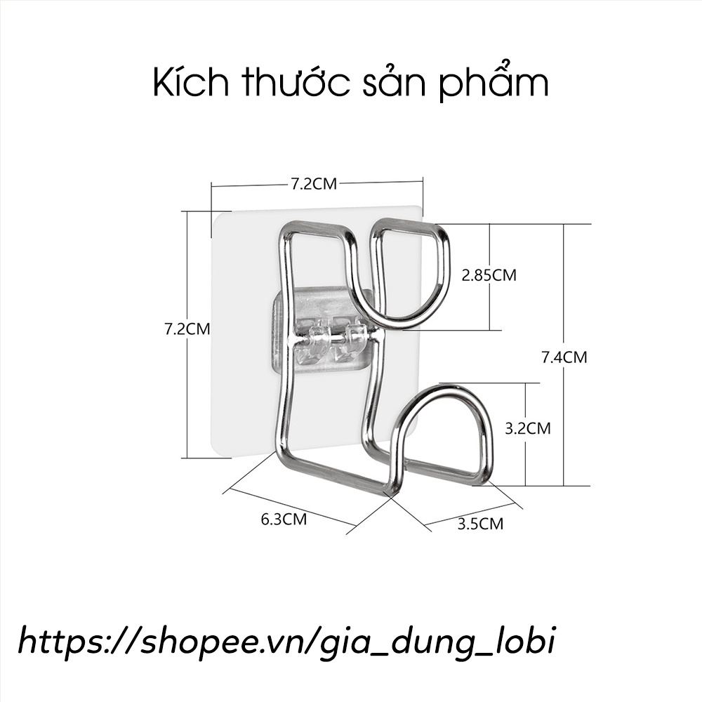 Móc treo đồ thau chậu đồ dùng phòng tắm, móc treo rổ giá đồ nhà bếp dán tường siêu chắc inox 4mm