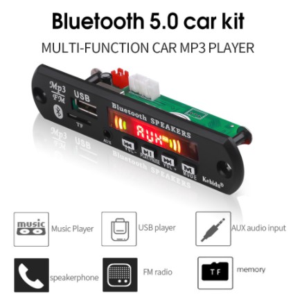 Mạch bluetooth 5.0 USB FM bluetooth 5.0 car kit mp3 player nguồn cấp 5V đến 12V