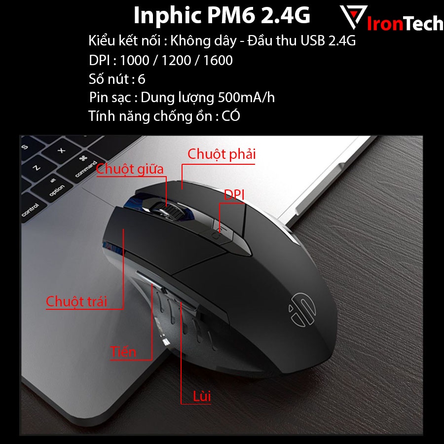 Chuột gaming máy tính có dây không dây Inphic PB1P PB1 PW1 P1W PM6 chuột quang chống ồn silent cho game thủ pc laptop