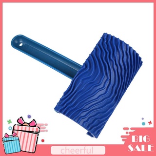 Dụng cụ lăn sơn tường tạo họa tiết vân gỗ có tay cầm làm bằng cao su màu xanh dương DIY