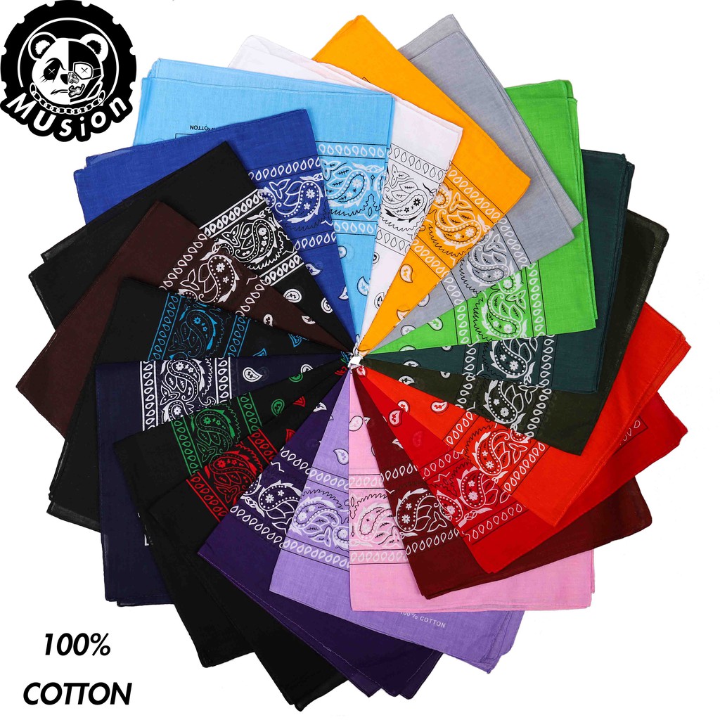 Khăn vuông Musion 100% cotton 55cm x 55cm in họa tiết phong cách hip hop cho cả nam và nữ