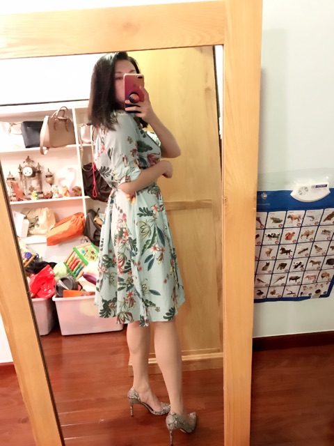 Đầm Zara bông xanh