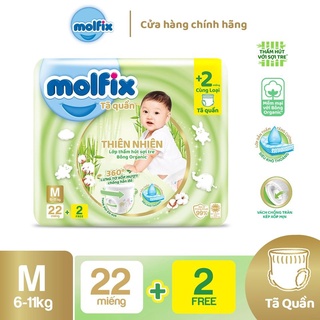 Tã/bỉm quần Molfix Thiên nhiên Regular M Gói 22+2 miếng - Gói nhỏ