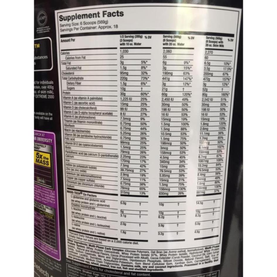 [GIÁ TỐT NHẤT] MUSCLETECH MASS TECH EXTREME 2000 22LBS | Sữa Dinh Dưỡng Tăng cân Nhanh