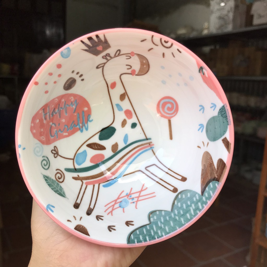 Bát Ăn Cơm Hoạt Hình Chén ăn cơm Decor Dễ Thương Bát Ăn Dặm Cho Bé Gốm Sứ