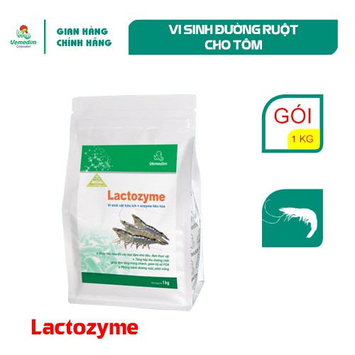 Vemedim Lactozyme tôm, hỗ trợ hệ tiêu hóa và hấp thu dưỡng chất cho tôm, gói 1kg