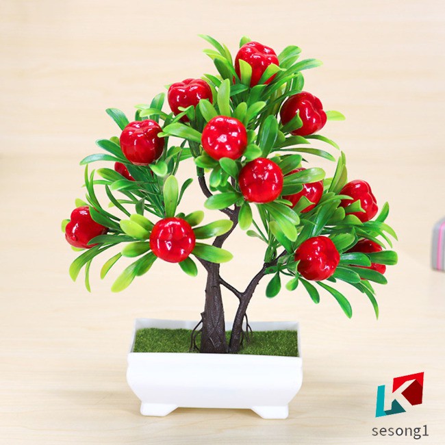 Nhân tạo hoa giả cây cảnh trang trí phòng khách trang trí bàn trang trí cây mini Ý phong phú trái cây cam trang trí cây táo