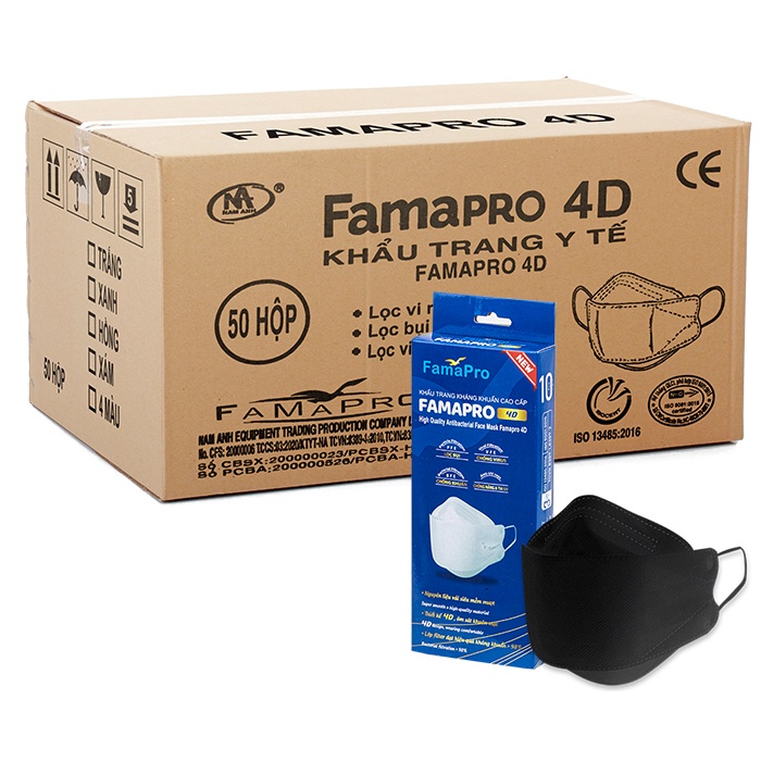 [4D MASK (KF94)THÙNG 50 HỌP] Khẩu trang y tế cao cấp kháng khuẩn Famapro 4D 10 cái/hộp