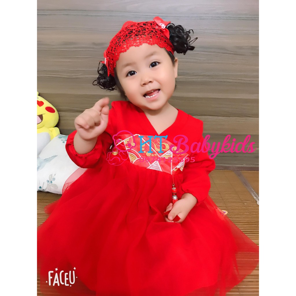 [ MẪU HOT ] Váy đỏ diện tết cho bé kiểu dáng KIMONO