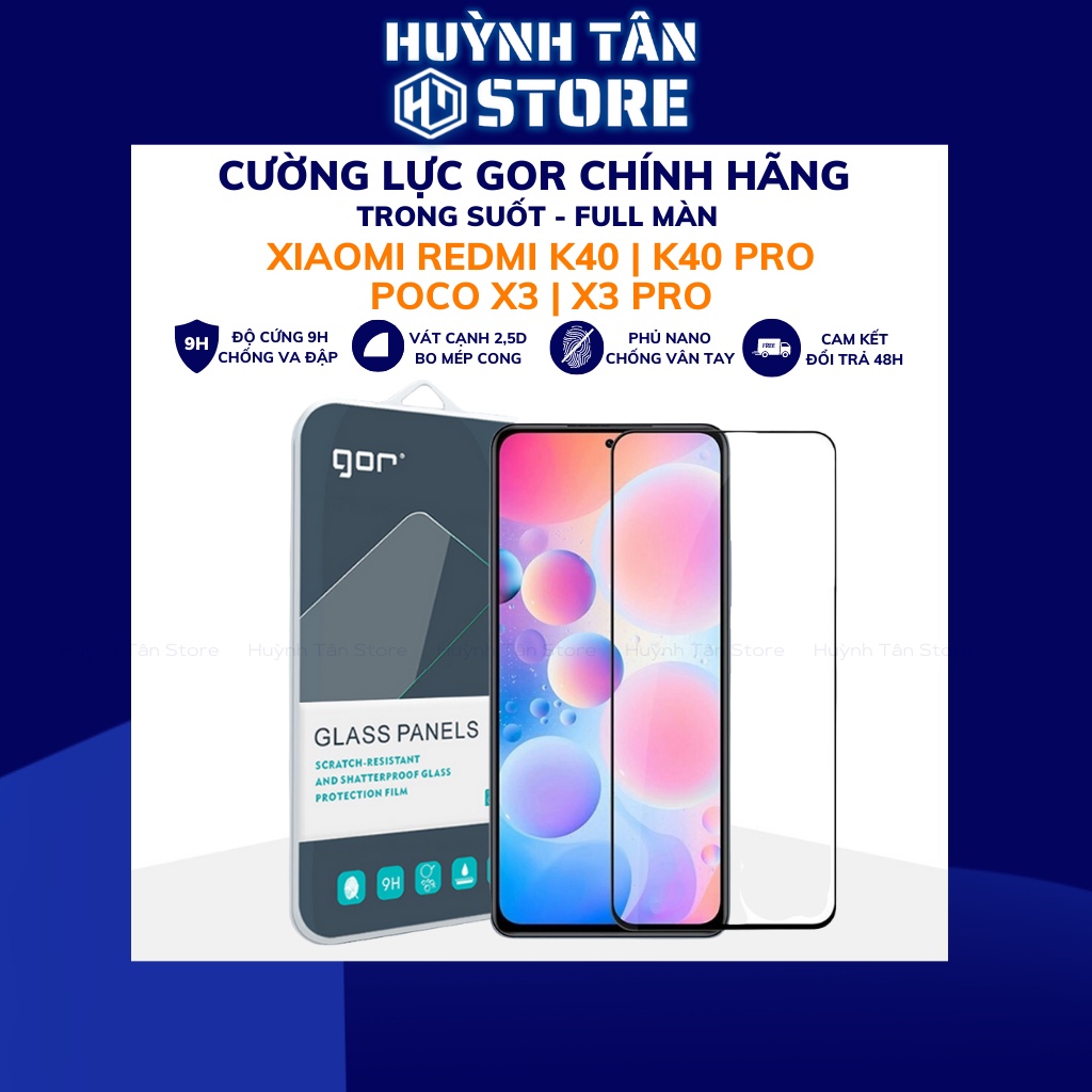 Cường lực redmi k40 k40 pro poco x3 x3 nfc trong suốt FULL MÀN chống bám vân tay chính hãng GOR phụ kiện huỳnh tân store
