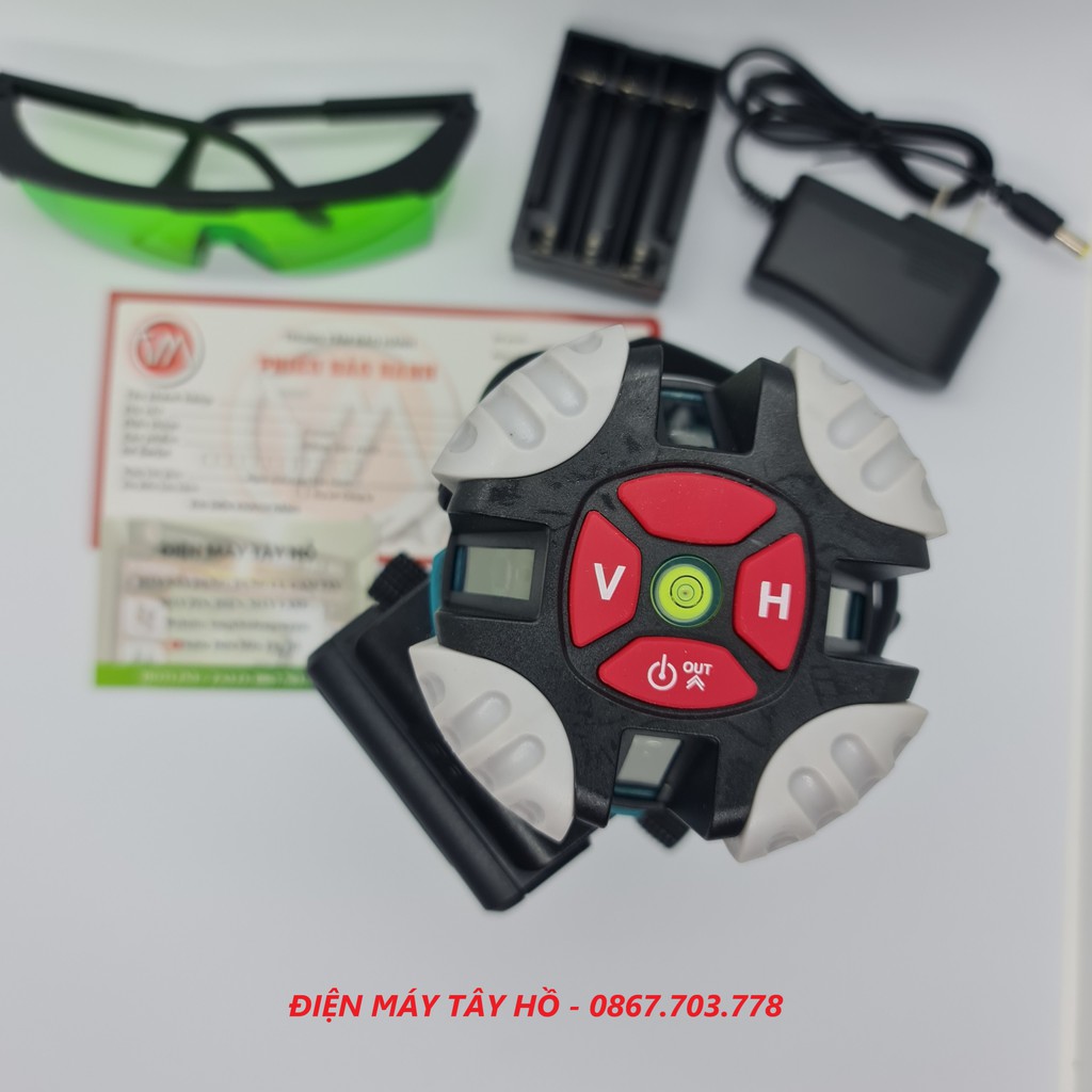 Máy cân bằng Laser 5 tia xanh YMS Pro, bọc cao su chống va đập