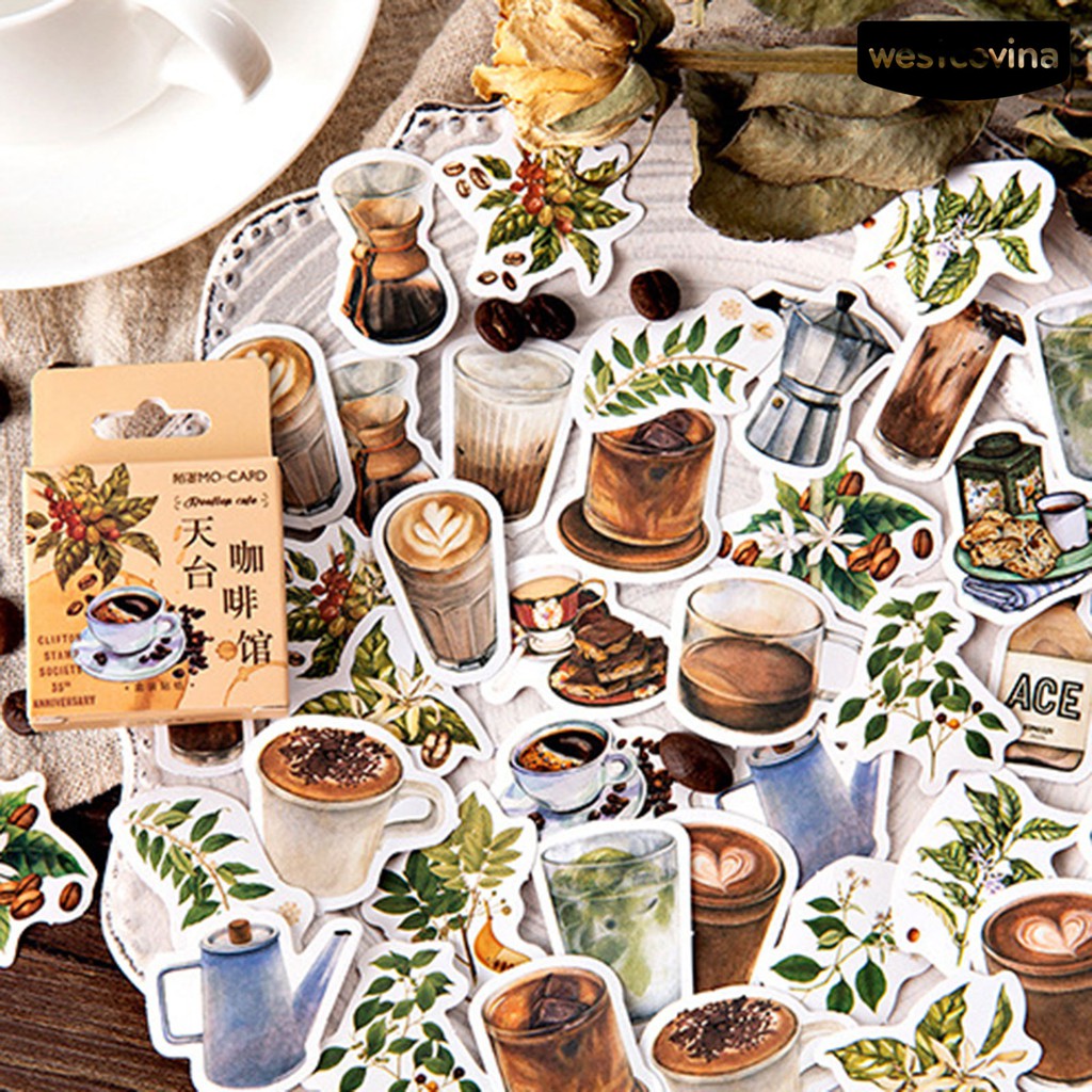 Set 46 miếng dán trang trí tập ảnh/nhật ký tự dính DIY