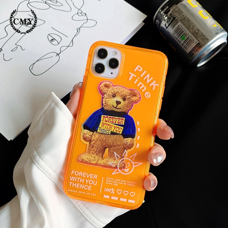 Ốp điện thoại họa tiết hình gấu phối vải lông cho iPhone11/11Pro 11pro Max X XR XS XS MAX 7 8 plus SE | BigBuy360 - bigbuy360.vn